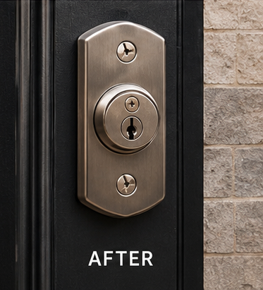 Door lock hardware after replacement