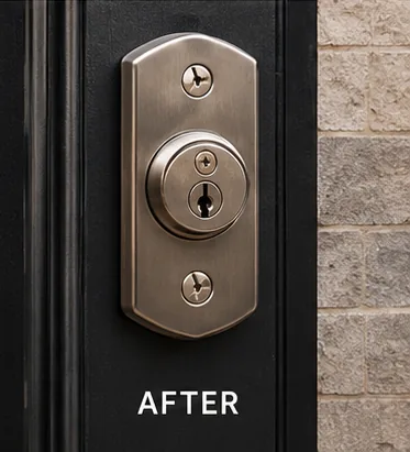 Door lock hardware after replacement